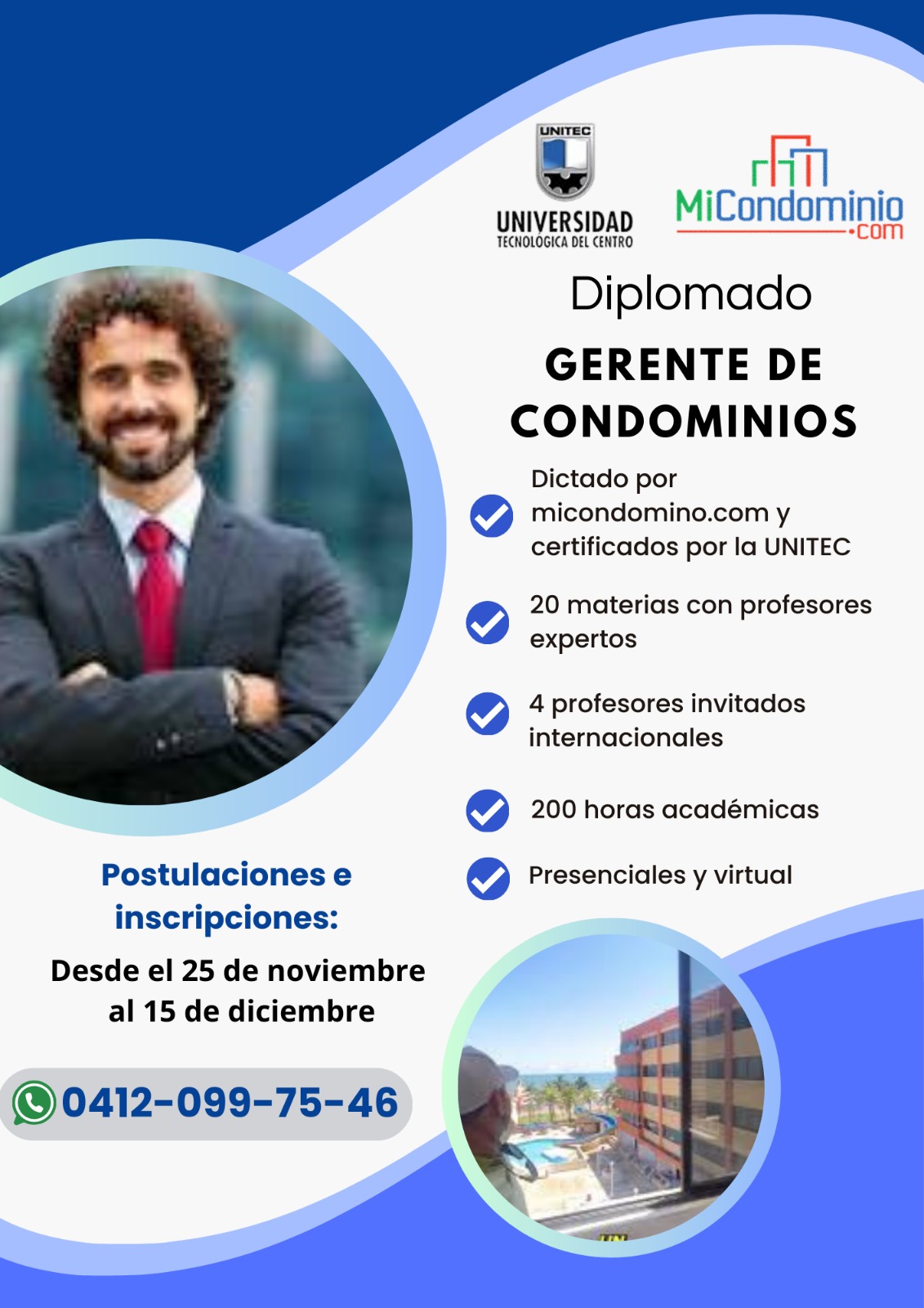 Inscripciones y postulaciones para el diplomado gerente de condominios