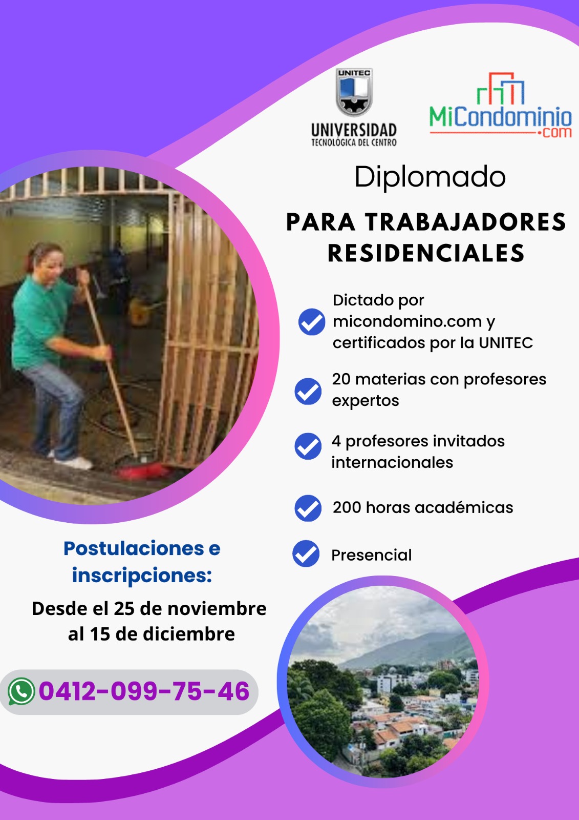 Inscripciones y postulaciones para el diplomado para trabajadores residenciales